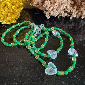 Eyeglasses Chain Green and Gold color Beaded chain